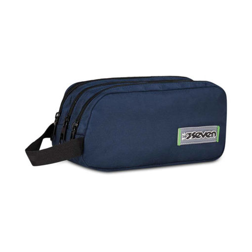 Picture of SEVEN FREETHINK 3 ZIPPER DEEP BLUE PENCIL CASE